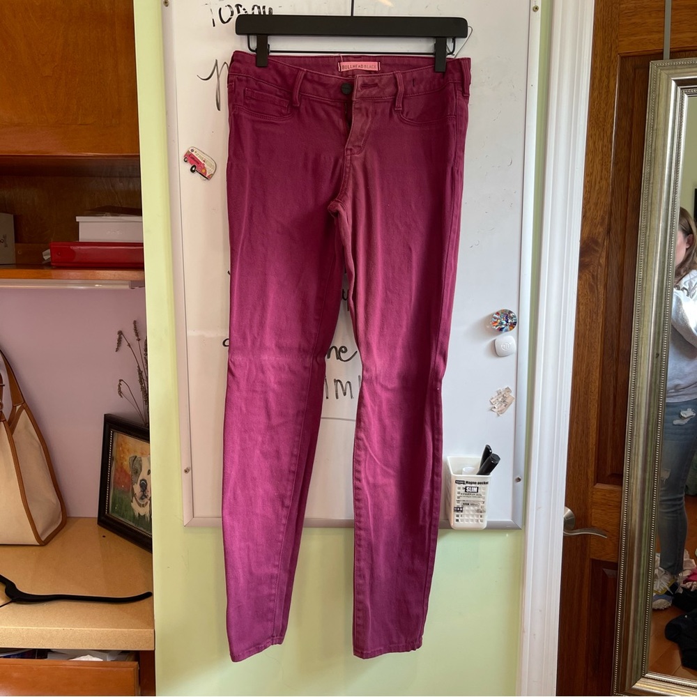 Bullhead Black purple skinny jeans